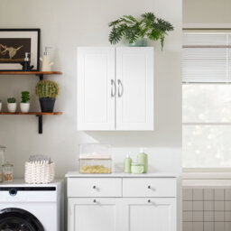 Narrow Wall Cabinet Mounted Storage White Bathroom Unit With Adjustable Shelf And 2 Doors,width 20Cm,sobuy Frg231-T-W - thumbnail 1