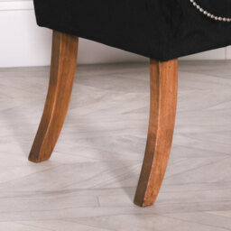 Black Velvet Bench With Wooden Legs And Metal Studs - thumbnail 5