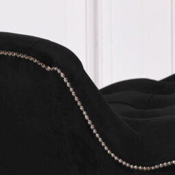 Black Velvet Bench With Wooden Legs And Metal Studs - thumbnail 4