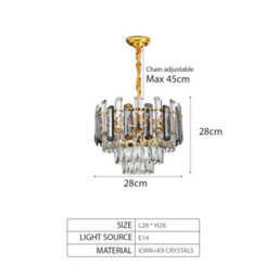 Ledsone Modern Round Crystal Chandeliers Luxury Ceiling Raindrop Pendant Light 28Cm - thumbnail 3