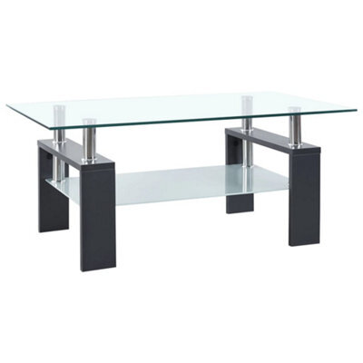 Berkfield Coffee Table Grey And Transparent 95X55X40 Cm Tempered Glass - image 1