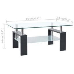 Berkfield Coffee Table Grey And Transparent 95X55X40 Cm Tempered Glass - thumbnail 6