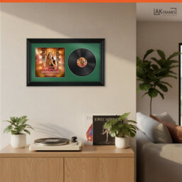 "30X17"" Black Swept Vinyl Record Frame With Emerald Mount For 12 Inch Lp Album Cover & Disc - Ak Frames" - thumbnail 5