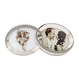 Happy Homewares Double Heart Silver Picture Frame With Square Etched Diamante Crystals - thumbnail 3
