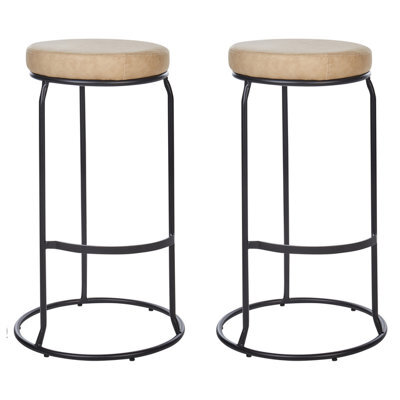 Beliani Set Of 2 Bar Stools Milroy Faux Leather Beige - image 1