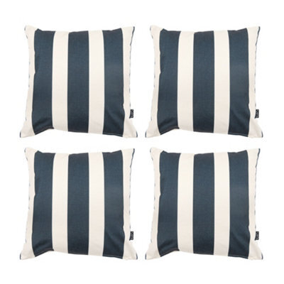 icon Indoor And Outdoor Striped Waterproof Filled Cushion Black Set Of 4 - image 1