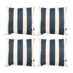 icon Indoor And Outdoor Striped Waterproof Filled Cushion Black Set Of 4