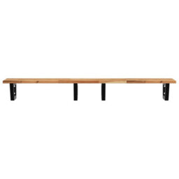 Berkfield Basin Shelf Wall Mounted Steel And Solid Wood Acacia - thumbnail 4