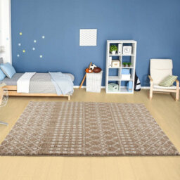 The Rugs Soft Moroccan Diamond Shaggy Rugs And Runners High Pile Beige And Ivory Living Room Kitchen Hallway 1020 - thumbnail 6