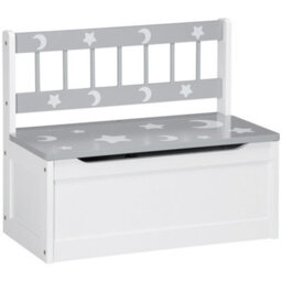 Zonekiz 2 In 1 Wooden Kids Storage Bench, Toy Box W/ Safety Rod - Grey - thumbnail 2