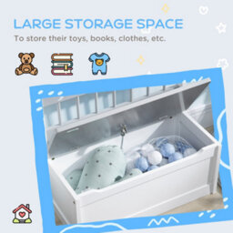 Zonekiz 2 In 1 Wooden Kids Storage Bench, Toy Box W/ Safety Rod - Grey - thumbnail 6
