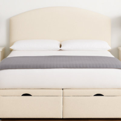 "Urban Textures - Orla Luxury 20"" High Velvet Fabric Upholstered Curved Headboard - Cream" - image 1