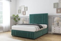 "Sloomy Kingsley Emerald Plush Divan Bed Set 2 Drawers Left Side - 26"" Strutted  & 12"" Footboard 3' Single" - thumbnail 2