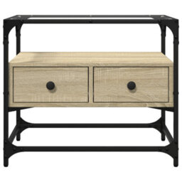 Berkfield Industrial Tv Cabinet With Glass Top Sonoma Oak 60X35X51 Cm Engineered Wood - thumbnail 4