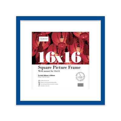 "16X16"" Blue Picture Frame - 16X16"" Square Frame With 14X14"" Mount For 16X16""/14X14"" Pictures Art Deco Style Room Decor, 1 Pack" - image 1