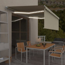 Berkfield Manual Retractable Awning With Blind&led 4X3M Cream