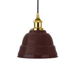 Burgundy Red Lincoln Painted Dome Pendant Light With Gold Lamp Holder And Black Round Cable - Se Home
