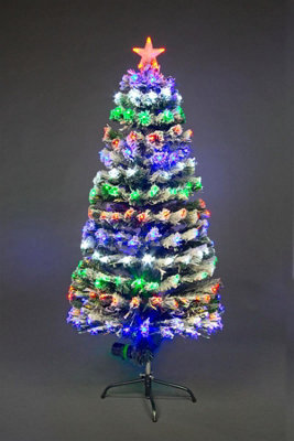 Shatchi 6Ft/180Cm Frosted Tips 8 Modes Fibre Optic Christmas Tree Led Pre-Lit - image 1