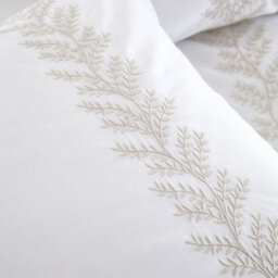 Bianca Embroidery Leaf 180 Thread Count Cotton Duvet Cover Set With Pillowcases Natural - thumbnail 3