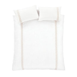 Bianca Embroidery Leaf 180 Thread Count Cotton Duvet Cover Set With Pillowcases Natural - thumbnail 5