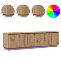 Berkfield Tv Cabinet With Led Artisan Oak 180X38X49 Cm Engineered Wood - thumbnail 4