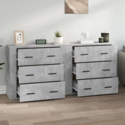 Berkfield Sideboards 2 Pcs Concrete Grey Engineered Wood - thumbnail 3
