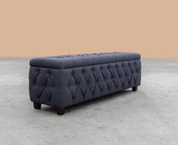 137Cm Riga Ottoman Storage Box With Wooden Legs, Steel Grey Velvet Upholstered Chesterfield Storage Ottoman Box - thumbnail 4