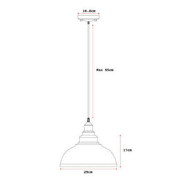 Industrial Ceiling Pendant Light With 29Cm Curvy Metal Shade And 95Cm Adjustable Hang For Living Room Bedroom Or Kitchen - thumbnail 2