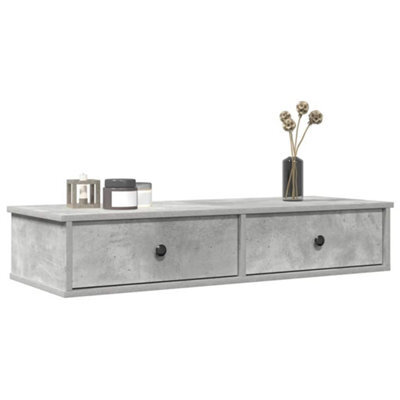 Berkfield Wall Shelf With Drawers Concrete Grey 100X37.5X19 Cm Engineered Wood - image 1
