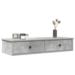 Berkfield Wall Shelf With Drawers Concrete Grey 100X37.5X19 Cm Engineered Wood - thumbnail 1