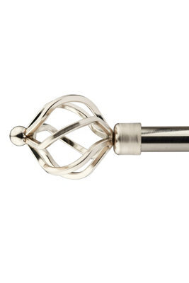 Unknown 16-19mm Cage Extendable Eyelet Metal Curtain Pole Set Brushed Silver 160-300Cm - image 1