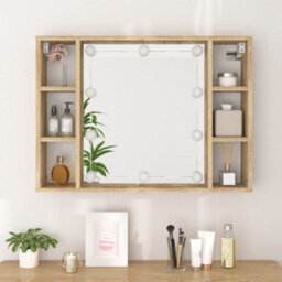 Berkfield Mirror Cabinet With Led Sonoma Oak 76X15X55 Cm - thumbnail 5