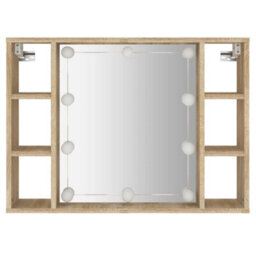 Berkfield Mirror Cabinet With Led Sonoma Oak 76X15X55 Cm - thumbnail 7