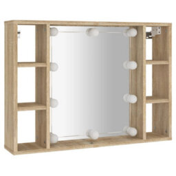 Berkfield Mirror Cabinet With Led Sonoma Oak 76X15X55 Cm - thumbnail 3