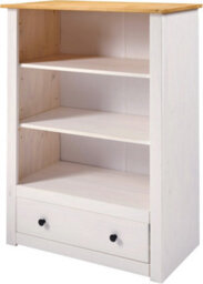 Seconique Panama 1 Drawer Bookcase In White And Natural Wax Finish