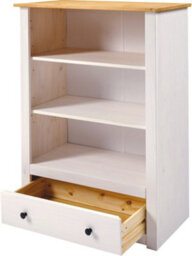 Seconique Panama 1 Drawer Bookcase In White And Natural Wax Finish - thumbnail 2
