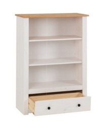 Seconique Panama 1 Drawer Bookcase In White And Natural Wax Finish - thumbnail 4