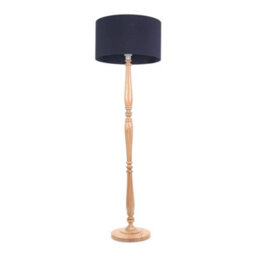 Valuelights Victoria Traditional Light Wood Candlestick Floor Lamp With Navy Blue Drum Shade - Led Bulb Included - thumbnail 2
