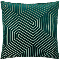 Paoletti Evoke Cut Velvet Cushion Cover, Emerald, 55 X 55Cm - thumbnail 1