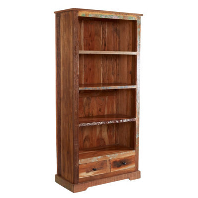 Vema Reclaimed Boat Large Bookcase With 2 Drawers And 4 Shelves - image 1