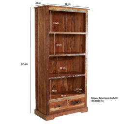 Vema Reclaimed Boat Large Bookcase With 2 Drawers And 4 Shelves - thumbnail 3