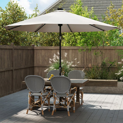 Costway 2.9M Solar Patio Umbrella W/ Led Lights Outdoor Market Sunshade Table Parasol-Beige - image 1