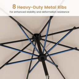 Costway 2.9M Solar Patio Umbrella W/ Led Lights Outdoor Market Sunshade Table Parasol-Beige - thumbnail 9