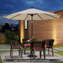 Costway 2.9M Solar Patio Umbrella W/ Led Lights Outdoor Market Sunshade Table Parasol-Beige - thumbnail 4