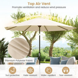 Costway 2.9M Solar Patio Umbrella W/ Led Lights Outdoor Market Sunshade Table Parasol-Beige - thumbnail 5