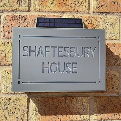 One Of A Kind Design Uk Personalised Contemporary Solar Light House Sign Led Illuminated Uv Stable -305X155mm Grey - image 1