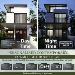 One Of A Kind Design Uk Personalised Contemporary Solar Light House Sign Led Illuminated Uv Stable -305X155mm Grey - thumbnail 7