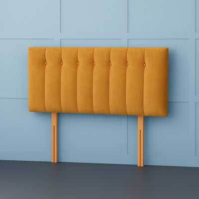 Comfy Deluxe 2Ft6 Small Single Florence Mustard Plush Velvet 20Inch Headboard