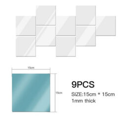 9 Pcs Mirror Sheets Self Adhesive Non Glass Mirror Tiles Wall Sticky Mirror - thumbnail 2