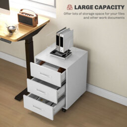 Homcom File Cabinet With 3 Drawers, Under Desk Mobile Filing Cabinet White - thumbnail 4